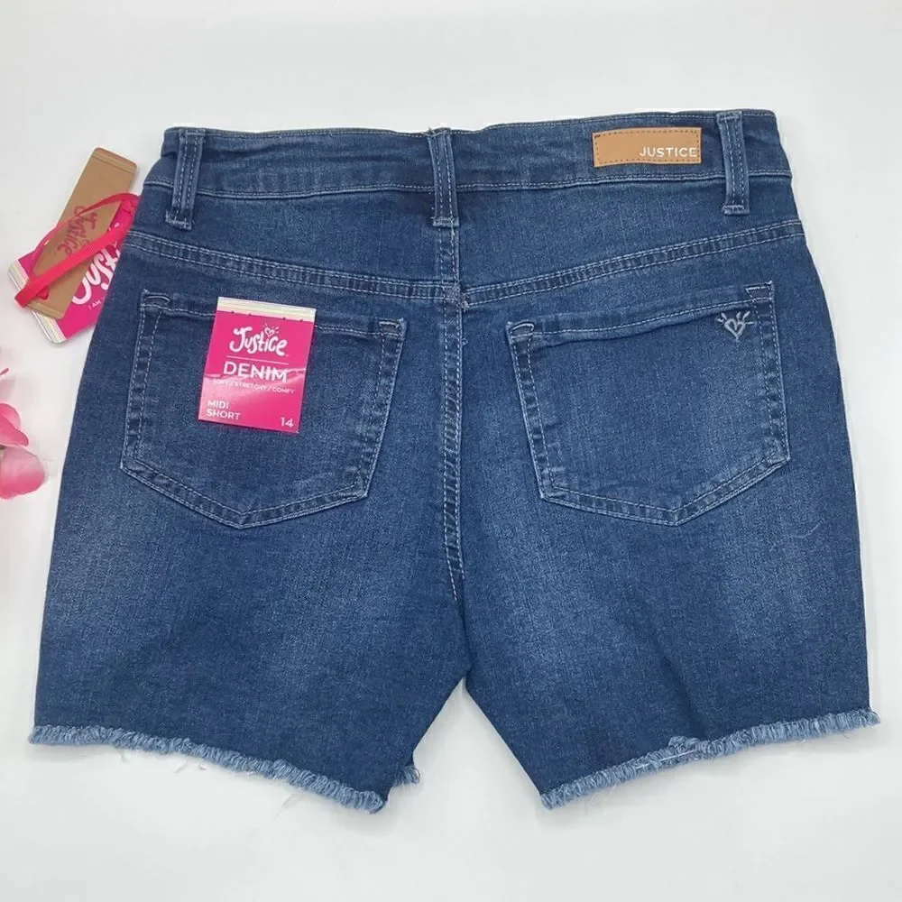Justice Girl's Highrise Denim Distressed Midi Shorts 2-Pack Size 14
